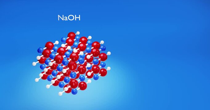 Sodium hydroxide crystal structure. 3d render video