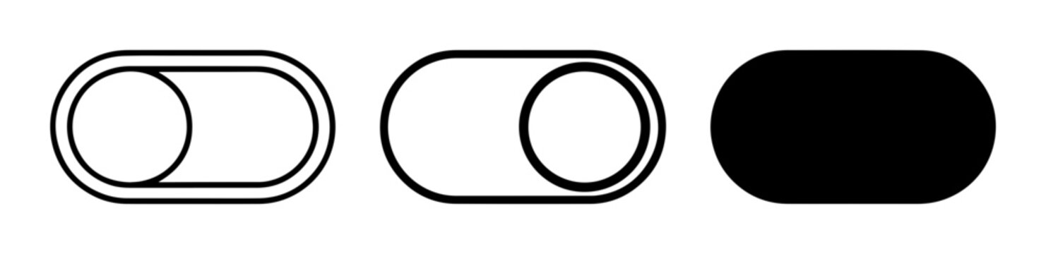 Toggle Switch Icons, On Off Slider Controls, Minimalist UI Elements, Vector Set