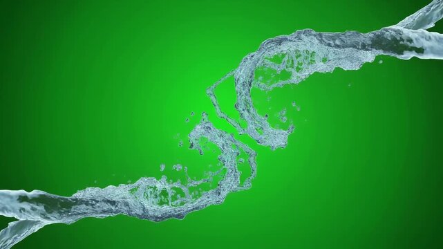 Water Streams Flowing Along Outer Frame Edges on Green Screen