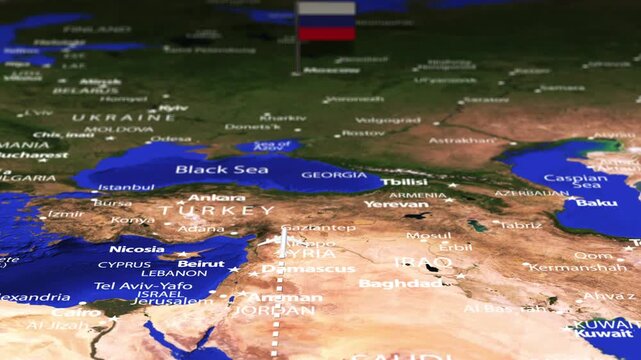 Flight From Nairobi KENYA to Moscow RUSSIA with flag pins