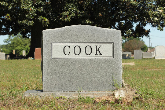 Word Cook on Headstone Death of Cook Concept