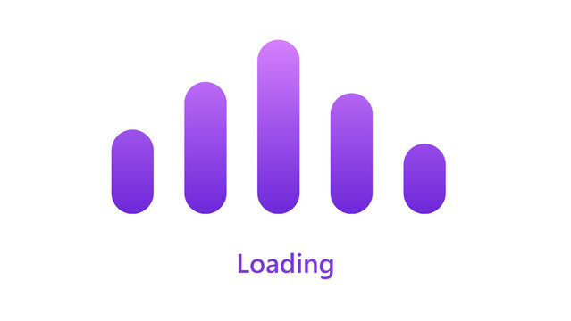 Equalizer style loading bars in purple gradient with loading label