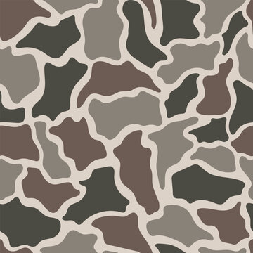 Old school camouflage design. Digital duck hunting camo pattern. Abstract brown camo. 