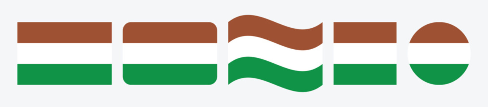 Historic Flag of Transkei Tricolor Flag Set with Brown White and Green Stripes Vector Illustration Collection     