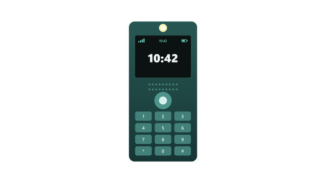 Teal feature phone with front torch light and speaker grille
