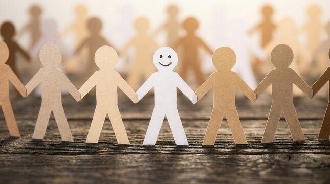 A group of diverse paper figures representing team integration and community connection.