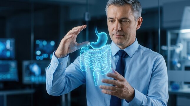 A digital visualization of the human digestive system for gastroenterology and gastrointestinal health.
