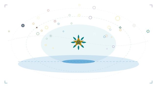 Abstract Geometric Star Animation with Floating Orbits and Circles