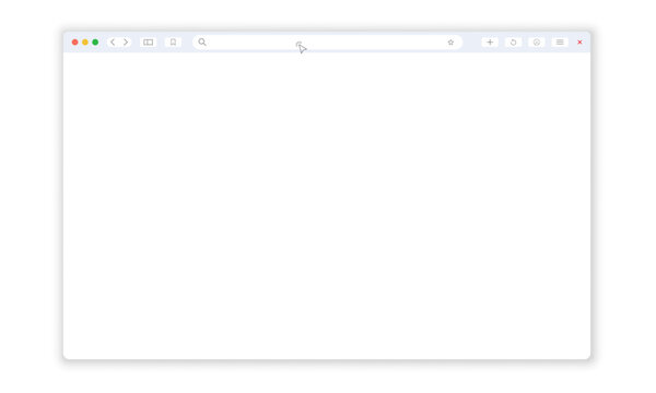 Minimalist web browser frame featuring a search bar, navigation buttons, and a blank content area, perfect for illustrating online activities.