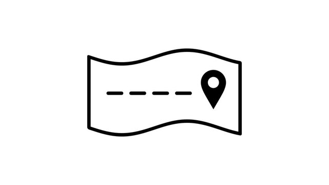 Route map icon showing a dashed path line leading toward a single location pin, representing clear navigation directions to one final destination