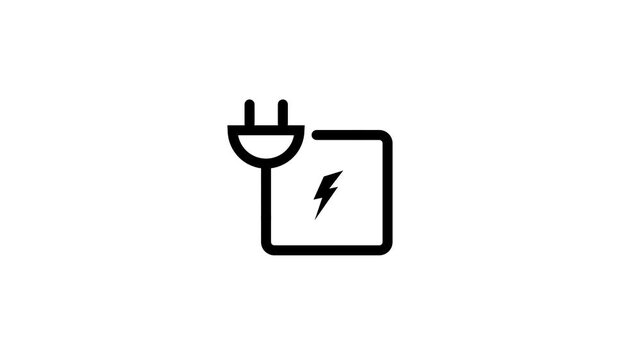 Charging device icon showing an electrical plug connected to a battery symbol representing power charging or electricity supply availability point