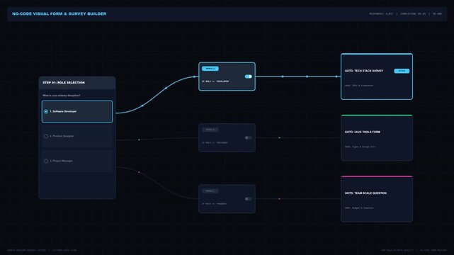 Interactive UI flowchart mapping showing multi device responsive canvas sync and node data routing