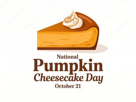 National Pumpkin Cheesecake Day October 21 2026 Celebration Poster Vector Illustration with Chocolate Brown Typography on White Background
