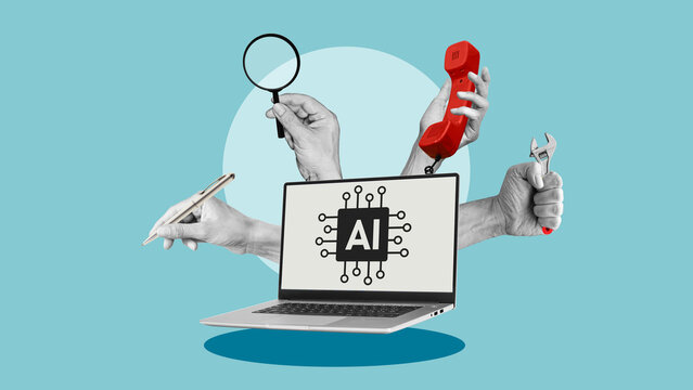 AI agents and artificial intelligence for business automation, productivity, problem solving and digital transformation, intelligent technology for modern work, decision making and workflow
