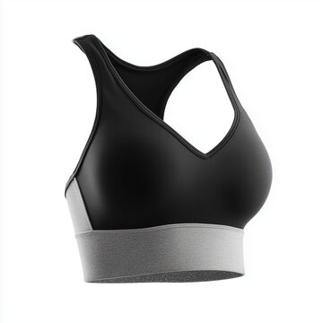 Black Sports Bra Athletic Apparel Isolated on White Background
