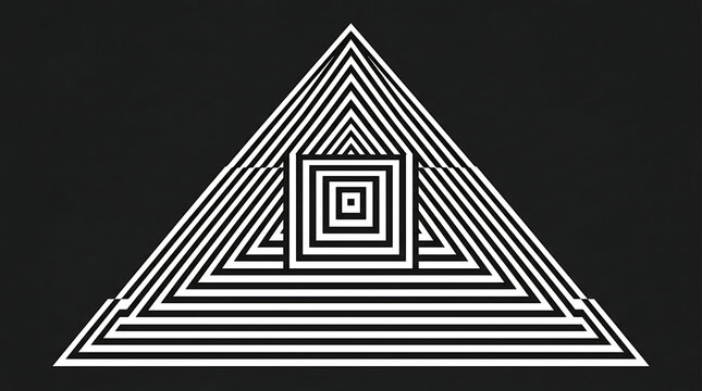 Modern Geometric Pyramid Abstract Vector Design with Concentric Circle