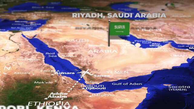 Flight From Nairobi KENYA to Riyadh SAUDI ARABIA with flag pins