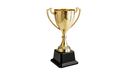 Classic golden trophy cup reward on black base isolated achievement champion prize © AmeliaLily
