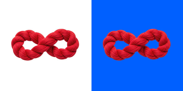 Red yarn infinity symbol shaped rope loop for eternal love and mathematical concepts transparent png