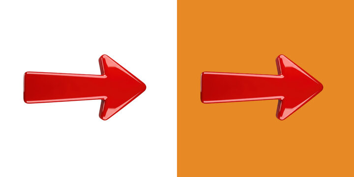Red Glossy Arrow Symbol Pointing Right on Two Tone Color Surface png