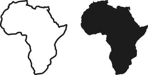 Outline and silhouette map of Africa continent with divider for geography, cartography, travel, education, and regional mapping. © Golapi