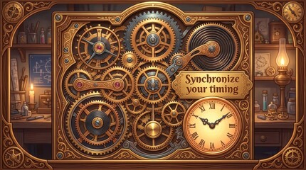 Obraz premium Intricate Steampunk Clockwork Mechanism with 
