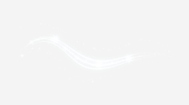 Winter cold wind gust with snowflakes on transparent background. White snowy breeze trail wave element. Frost air blowing design for Christmas and seasonal projects
