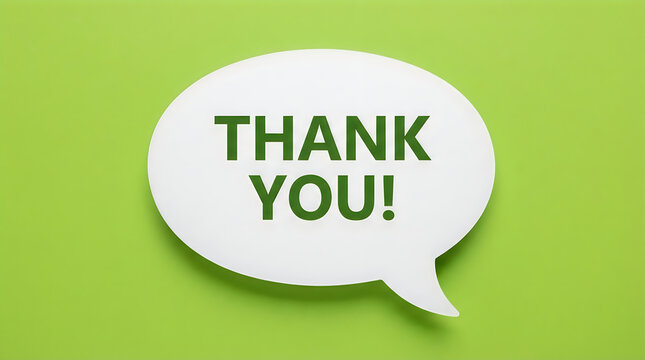 Speech bubble with thank you text in green background