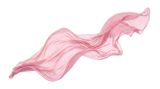 Elegant pink silk fabric flowing in the wind isolated on transparent background