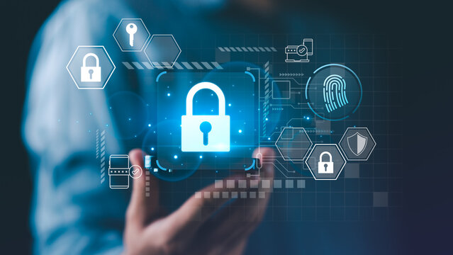 Cybersecurity specialist manages identity and access through biometric authentication, data protection, encryption, password security, privacy, verification, and secure digital authorization.