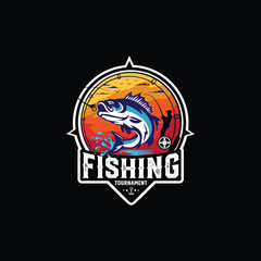Fototapeta premium Blue Marlin Fish Ocean Tournament Fishing Badge Logo