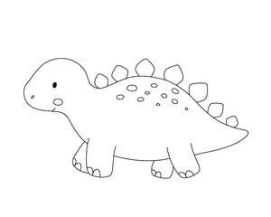 Cute line dinosaur stegosaurus for coloring page, cartoon dino character. Educational activity book with linear prehistoric creature for children to draw and color. © Elena