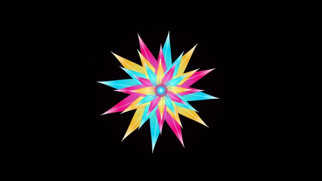 Dynamic Colorful Abstract Star Flower Motion Graphic Loop Background
