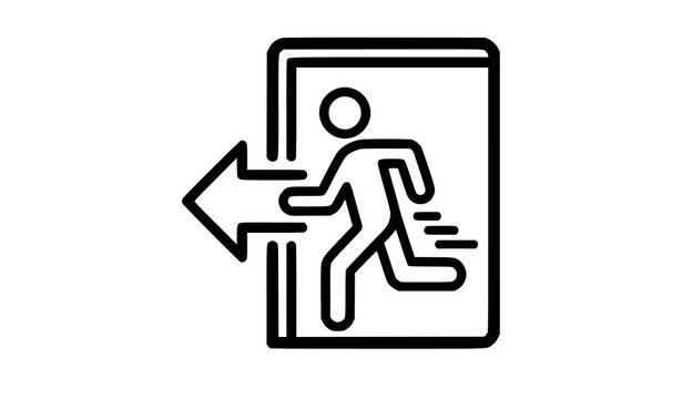 Emergency Exit Running Person Line Icon Vector Symbol
