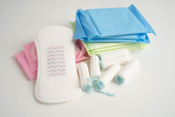 Sanitary hygiene set for women menstrual period cycle protection. © manassanant