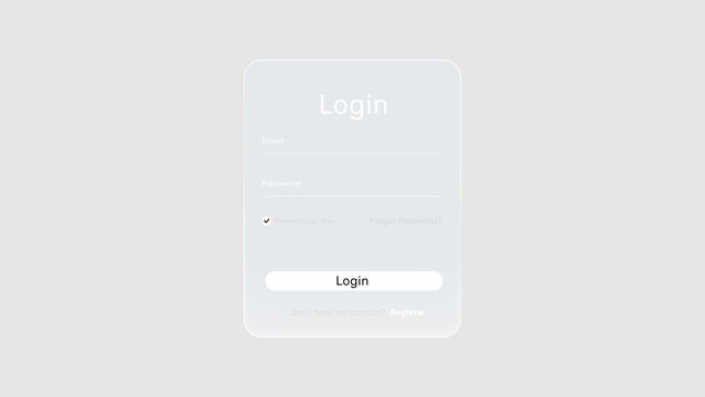 login form user interface card glassmorphism
