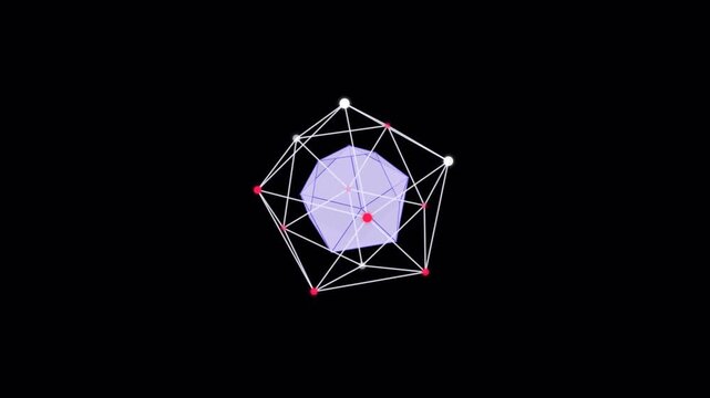 Geometric wireframe polyhedron with a glowing central form