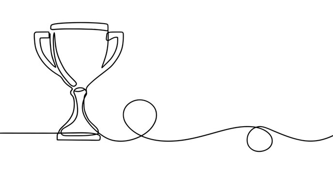 trophy depicted with a continuous black line illustrates achievement