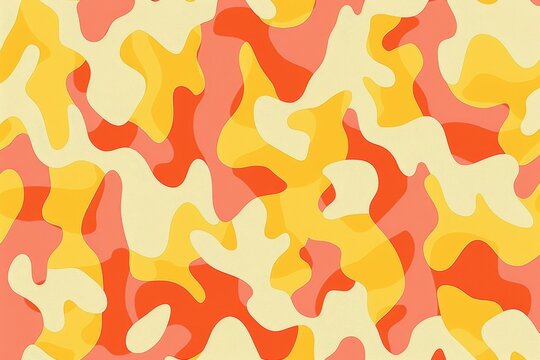 Abstract organic pattern in yellow, peach and cream