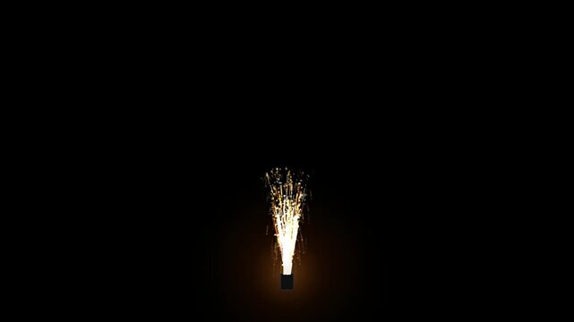 Golden Sparkler Fountain Effect on Black Background for Festive Celebrations