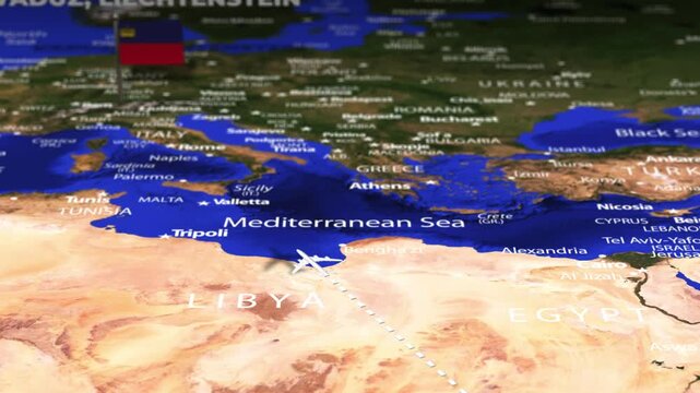 Flight From Nairobi KENYA to Vaduz LIECHTENSTEIN with flag pins