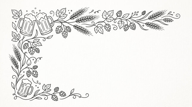 Sketchy beer and vine corner border.
