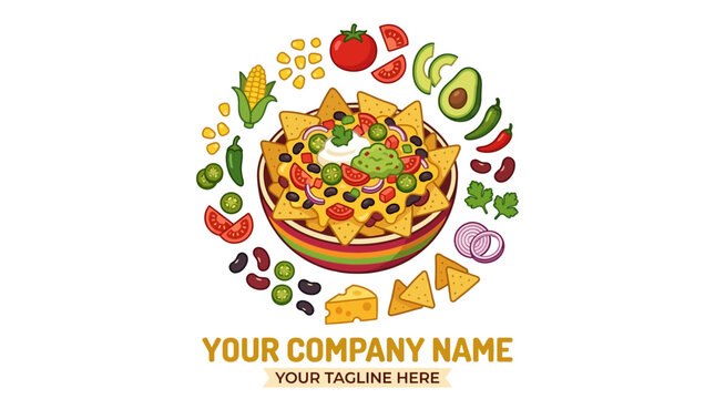 Delicious Nachos Platter with Fresh Ingredients, Mexican Food Vector Illustration