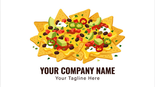 Delicious Nachos with Avocado, Salsa, and Cheese - Appetizer Food Illustration