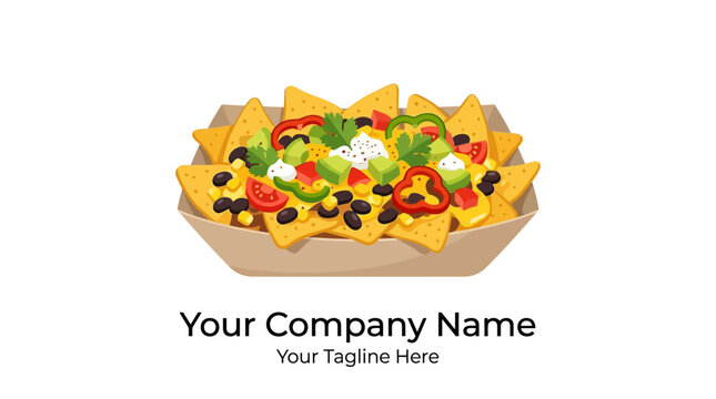 Delicious Nachos with Cheese, Avocado, Peppers, and Black Beans in a Cardboard Tray