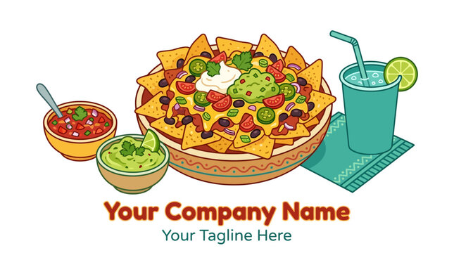 Delicious Nachos with Guacamole, Salsa, and Drink