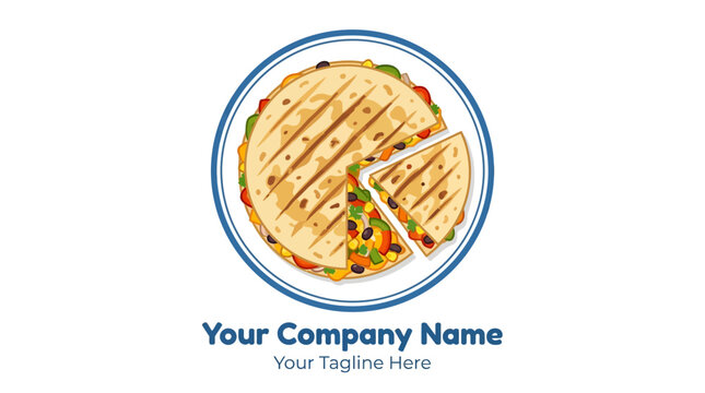 Delicious Quesadilla Slice with Filling, Mexican Food Logo Concept