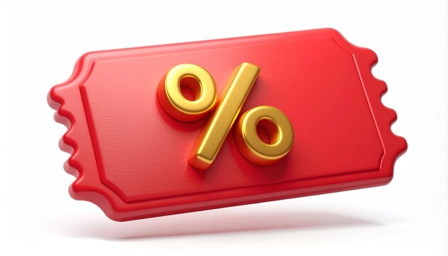Premium Sale Voucher Ticket 3D Illustration for E-commerce