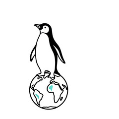 Obraz premium Penguin standing on a globe