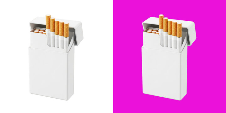 Open pack of cigarettes with blank white box for brand mockup design branding transparent png